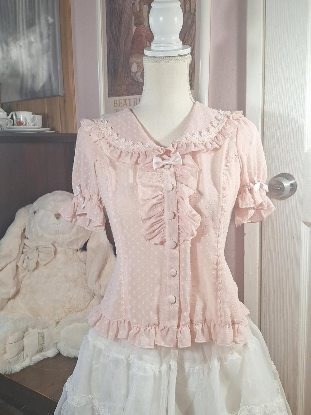 🤍 Metamorphose Temps de Fille Pink Polka Dot Blouse 🎀✨